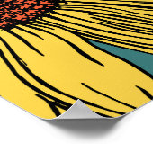 Von Hand Gezeichnet Sonnenblumen Minzblau Poster (Ecke)