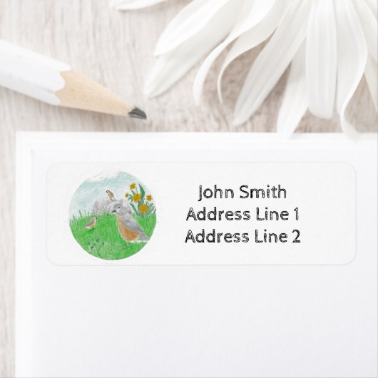 Von Hand gezeichnet Springtime-Robins und Affodils (Insitu)