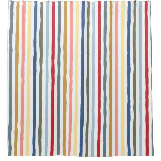 Von Hand gezeichnet Streifen in modernen Farbtönen Duschvorhang (Vorderseite)