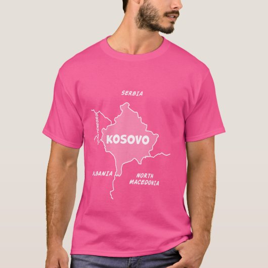 Von Hand gezeichnet, weiße Linienkarte des Kosovo T-Shirt (Vorderseite)