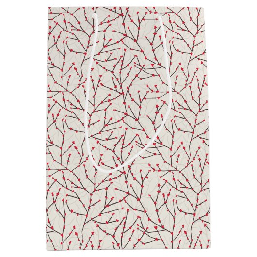 Von Hand gezeichnet Winterberry Branches Mittlere Geschenktüte (Vorderseite)
