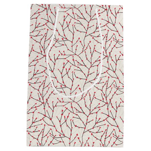 Von Hand gezeichnet Winterberry Branches Mittlere Geschenktüte (Rückseite)