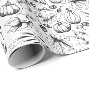 Von Hand Gezeichnet WinterSquash und botanische Bl Geschenkpapier