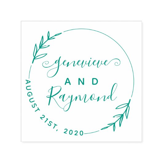 Von Hand Gezeichnet Wraath & Modern Script Wedding Permastempel (Design)