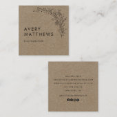 Von Hand gezeichnete botanische Vegetation Minimal Quadratische Visitenkarte (Vorne/Hinten)