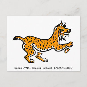 Von Hand gezeichnete Iberische LYNX - Konservierun Postkarte