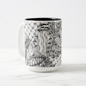 Von Hand gezeichnete schwarze u. weiße Zweifarbige Tasse (Vorderseite Links)