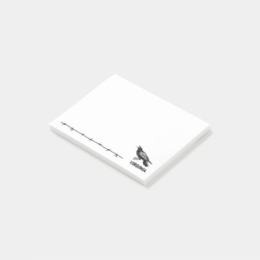 Von Hand gezeichneter, schwarzer Rabe Post-it Klebezettel (angewinkelt)