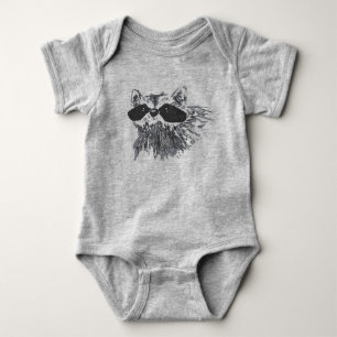 Von Hand gezeichneter Waldtiertier-Waschbär Baby Strampler