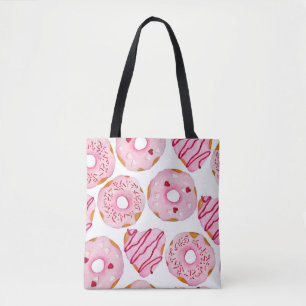 Von Hand gezeichnetes, nahtloses Muster mit rosa Tasche