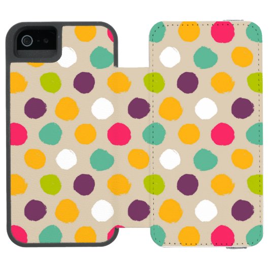 Von Hand gezeichnetes Tupfenmuster Incipio iPhone Geldbeutel-Hülle (Folio Geöffnet)