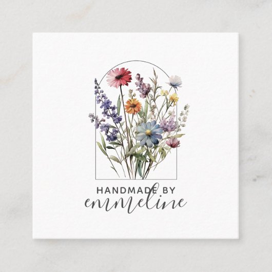 Von Handwerkern handgefertigte Blume Quadratische Visitenkarte (Vorderseite)