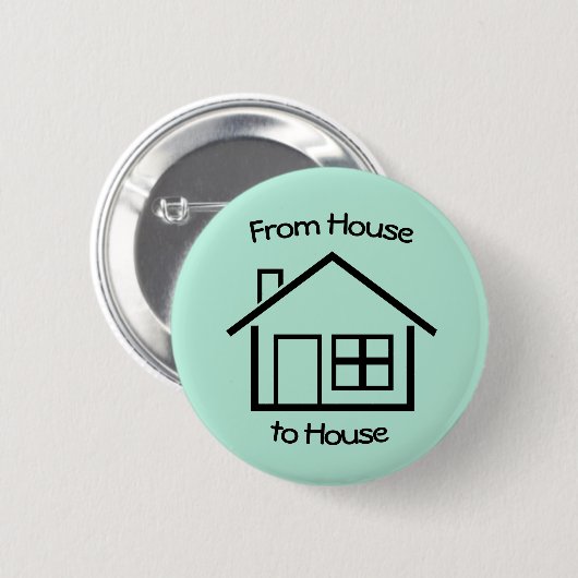 Von Haus zu Haus JW Pioneer Geschenke - Minze grün Button (Vorne & Hinten)