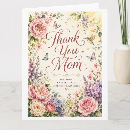 Von Herzen Danke Mama Blumengarten Karte (Vorderseite)