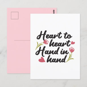 Von Herzen zu Herzen, Hand in Hand - Romantischer  Postkarte