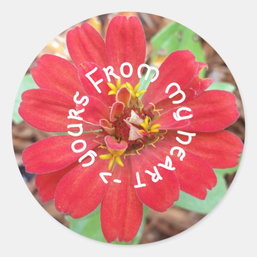Von Herzen zu Ihrer roten Blume Aufkleber (Vorderseite)