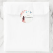 Von Holz Tree Pink Girly Cherry Blossom Quinceaner Runder Aufkleber (Tasche)