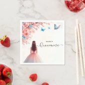 Von Holz Tree Pink Girly Cherry Blossom Quinceaner Serviette (Beispiel)