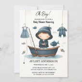 Von Hook Bait Fun Wood Little Fisherman Baby Showe Einladung (Vorderseite)