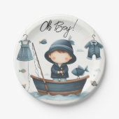 Von Hook Bait Fun Wood Little Fisherman Baby Showe Pappteller (Vorderseite)