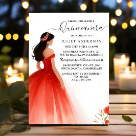 Von Hot Pink Crown Tiara Black Lace Red Quinceaner Einladung