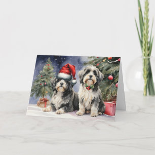 Von Hund zwei tibetische Terrier in Weihnachtsmann Karte