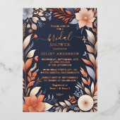 Von Hydrangea Metallic Pure Navy Blue Brautparty Folieneinladung (Vorderseite)