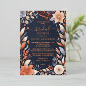 Von Hydrangea Metallic Pure Navy Blue Brautparty Folieneinladung (Stehend vorne)