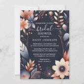 von Hydrangea Metallic, roh, blaues Brautparty Einladung (Vorderseite)