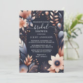 von Hydrangea Metallic, roh, blaues Brautparty Einladung (Stehend Vorderseite)