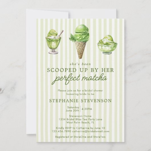 Von ihrem perfekten Matcha-Brautparty aufgezogen Einladung (Vorderseite)