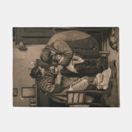 Von ihrem Vater und ihrer Mutter unterstütztes Kin Fußmatte