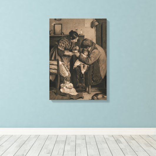 Von ihrem Vater und ihrer Mutter unterstütztes Kin Leinwanddruck (Insitu (Holzboden))