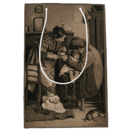 Von ihrem Vater und ihrer Mutter unterstütztes Kin Mittlere Geschenktüte