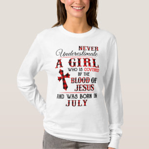 Von Jesus bedeckt und im Juli Geboren T-Shirt