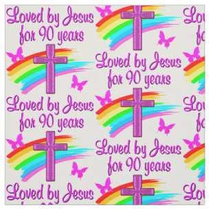 VON JESUS FÜR 90 JAHRE LIEBT PINK CROSS UND RAINBO STOFF