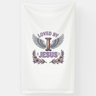 Von Jesus geliebt Vintage christliches Blumen-T-Sh Banner