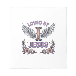 Von Jesus geliebt Vintage christliches Blumen-T-Sh Notizblock