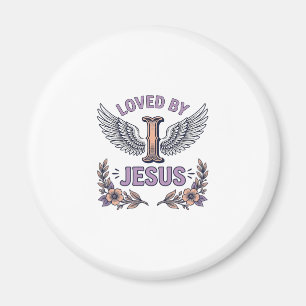 Von Jesus geliebtes Vintage-Christen-Blumen-T-Shir Magnet