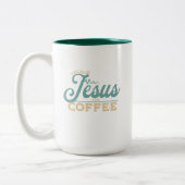 Von Jesus und Coffee Christliche Gestaltung gespei Zweifarbige Tasse (Links)