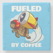 Von Kaffee gefickt, flatternder Tortoise Cartoon Steinuntersetzer (Vorderseite)