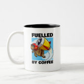 Von Kaffee gefickt, flatternder Tortoise Cartoon Zweifarbige Tasse (Links)