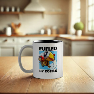 Von Kaffee gefickt, flatternder Tortoise Cartoon Zweifarbige Tasse