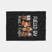 Von Kaffee gespeist, Jesus Coffein Lover Dank Fleecedecke (Vorderseite (Horizontal))