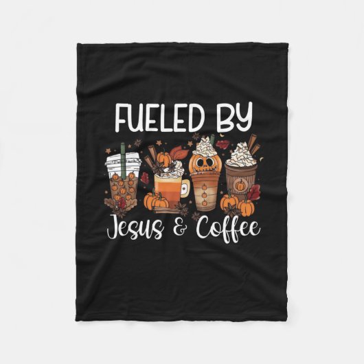 Von Kaffee gespeist, Jesus Coffein Lover Dank Fleecedecke (Vorderseite)