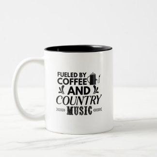 Von Kaffee und Country Musik gespeist Zweifarbige Tasse