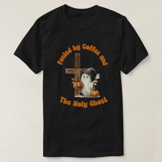 Von Kaffee und dem Heiligen Geist gespeist T-Shirt (Design vorne)