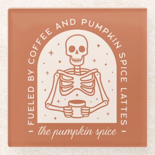 Von Kaffee und Pumpkinspülung gespeist Glasuntersetzer (Vorderseite)