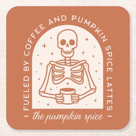 Von Kaffee und Pumpkinspülung gespeist Rechteckiger Pappuntersetzer (Vorderseite)