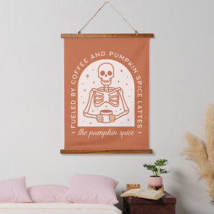 Von Kaffee und Pumpkinspülung gespeist Wandteppich Mit Holzrahmen